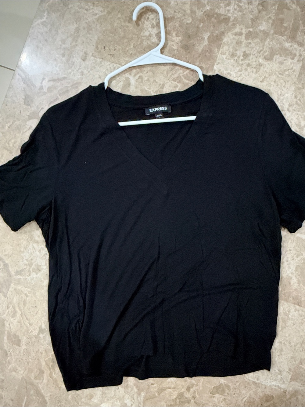 Express Black V-Neck Short Sleeve Top